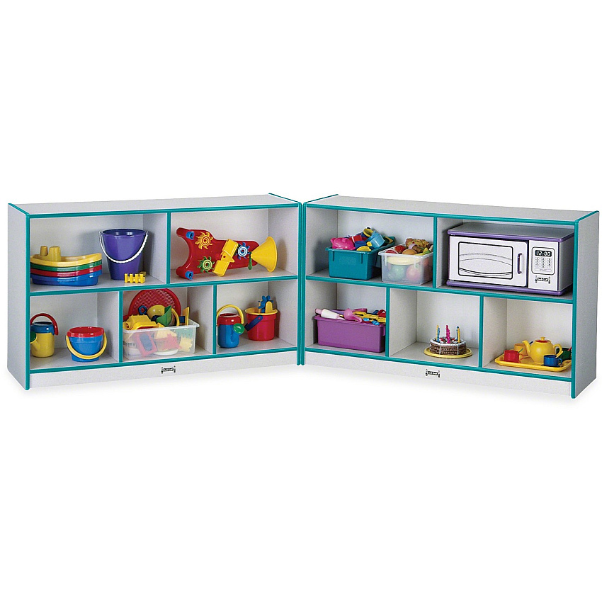 Jonti-Craft Rainbow Accents Fold-n-Lock Storage Shelf 29.50" Height x 96" Width x 15" Depth - Lockable, Foldable - Teal - Hard Rubber - 1 Each (0292JCWW005)