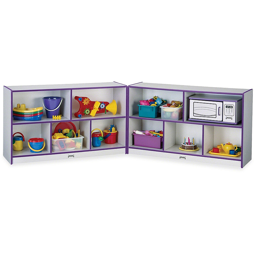Jonti-Craft Rainbow Accents Fold-n-Lock Storage Shelf 29.50" Height x 96" Width x 15" Depth - Lockable, Foldable - Purple - Hard Rubber - 1 Each (0292JCWW004)