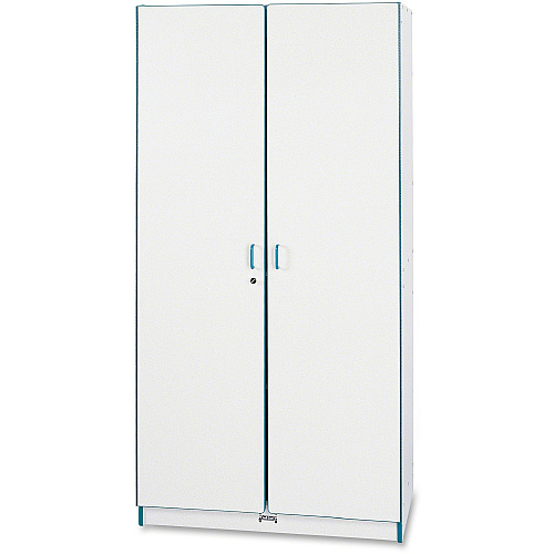 Jonti-Craft Rainbow Accents Classroom Closet Deluxe 36" Width x 24" Depth x 72" Height - 3 x Shelf(ves) - Hinged Door(s) - Locking Door, Key Lock, Adjustable Shelf, Hinged Door, Kick Plate, Chip Resistant, Rounded Edge - Navy - Gray Laminate - (5950JC112)