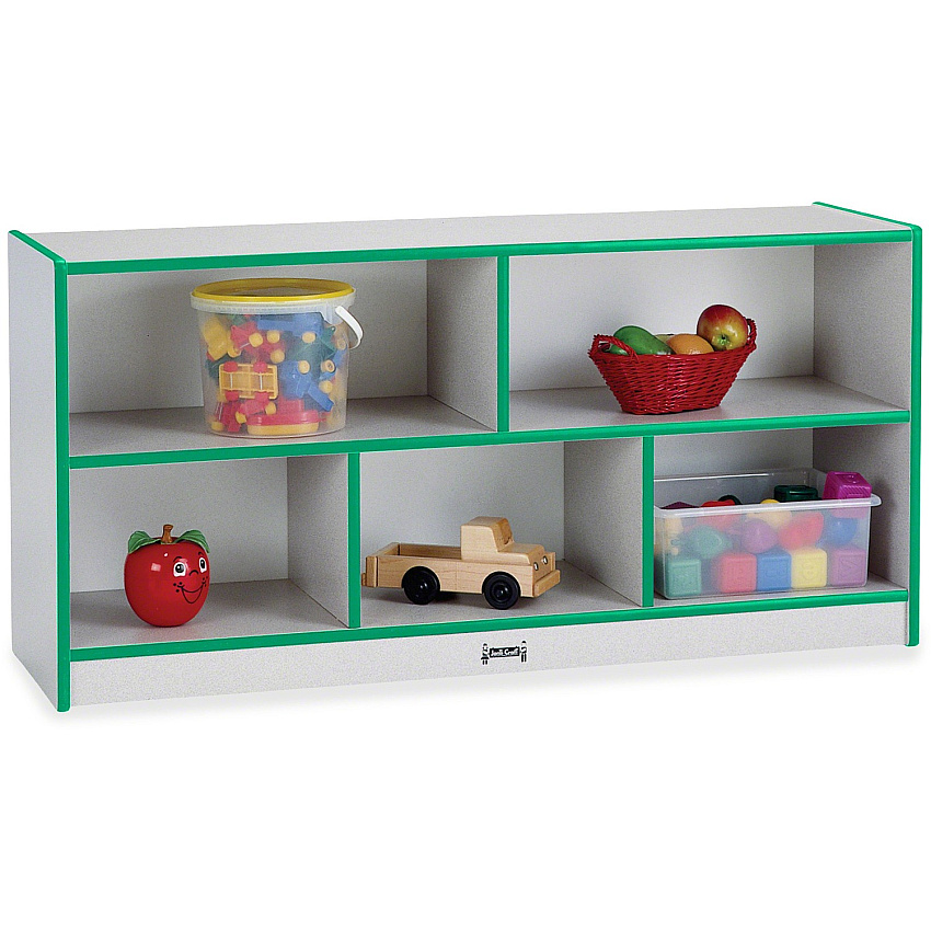 Jonti-Craft Rainbow Accents Low Open Single Storage Shelf 29.50" Height x 48" Width x 15" Depth - Laminated, Durable - Black - Rubber - 1 Each (0392JCWW180)