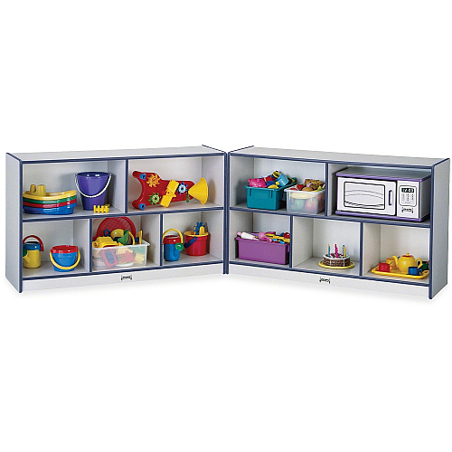 Jonti-Craft Rainbow Accents Fold-n-Lock Storage Shelf 29.50" Height x 96" Width x 15" Depth - Lockable, Foldable - Navy - Hard Rubber - 1 Each (0292JCWW112)