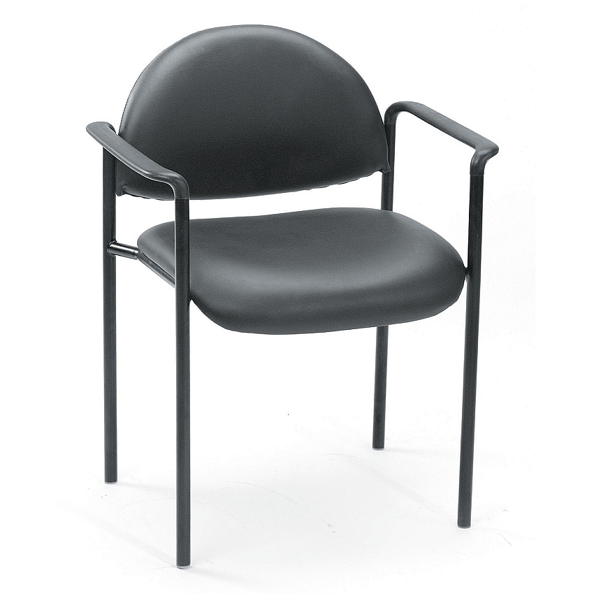 Boss Diamond Stacking Chair with Arm Black - Fabric - 1 Each (B9501CS)