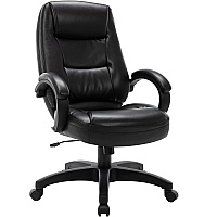 Lorell Westlake Series Executive High-Back Chair Black Seat Color - Leather Seat Material - Black Frame Color - Polyurethane Frame Material - High Back - Black - 1 Each (LLR63286)