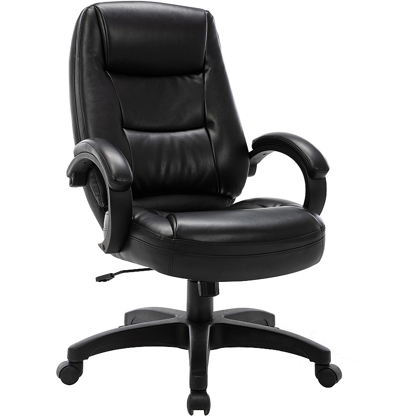 Lorell Westlake Series Executive High-Back Chair Black Seat Color - Leather Seat Material - Black Frame Color - Polyurethane Frame Material - High Back - Black - 1 Each (LLR63286)