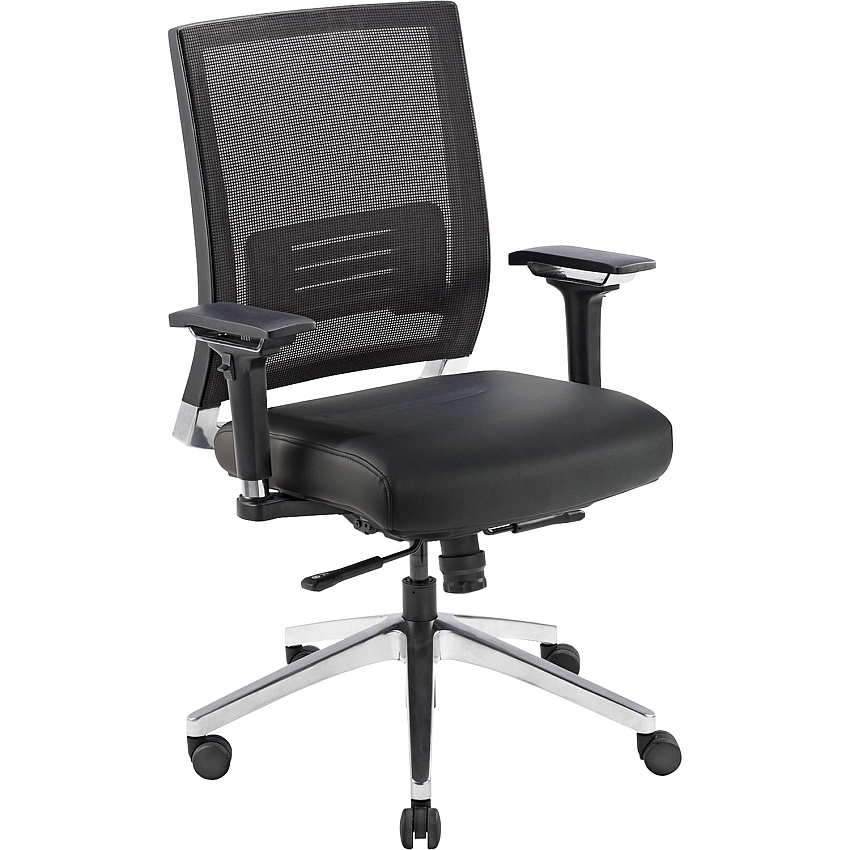 Lorell Heavy-duty Full-Function Executive Mesh Back Office Chair Black Seat Color - Leather Seat Material - 5-star Base - Black - 1 Each (LLR90041)