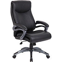 Lorell Executive High-Back Chair with Gun Metal Base Black Seat Color - Leather Seat Material - 5-star Base - 1 Each (LLR69516)