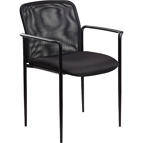 Lorell Reception Side Chair with Molded Cap Arms Black Seat Color - Mesh Back Material - Steel Frame Material - Four-legged Base - 1 Each (LLR69506)