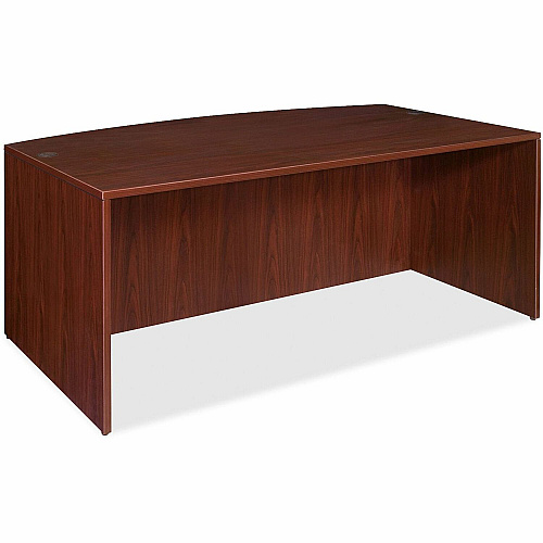 Lorell Essentials Series Bowfront Desk Shell 29.5" Height x 70.9" Width x 41.4" Depth x 1" Thickness - Finish: Laminate, Mahogany - Grommet, Modesty Panel, Durable, Adjustable Feet (LLR69370)