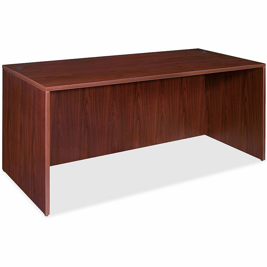 Lorell Essentials Series Rectangular Desk Shell 29.5" Height x 66.1" Width x 29.5" Depth x 1" Thickness - Finish: Laminate, Mahogany - Grommet, Modesty Panel, Durable, Adjustable Feet (LLR69372)