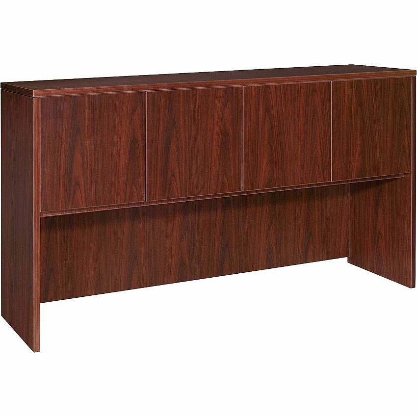 Lorell Essentials Series Stack-on Hutch with Doors 36" Height x 66.1" Width x 14.8" Depth - 4 Door(s) - Finish: Laminate, Mahogany - Cord Management, Grommet (LLR69383)