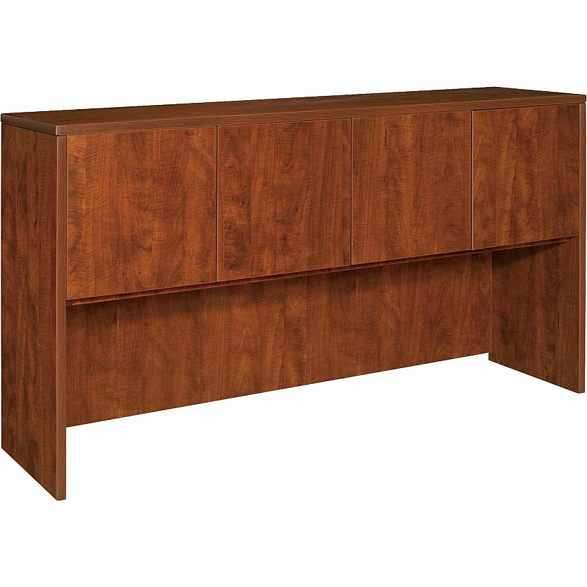 Lorell Essentials Series Stack-on Hutch with Doors 36" Height x 70.9" Width x 14.8" Depth - 4 Door(s) - Finish: Cherry, Laminate - Cord Management, Grommet (LLR69416)