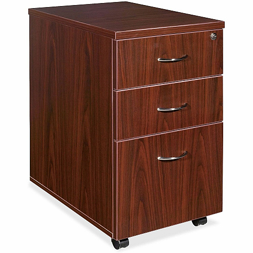 Lorell Essentials Series Box/Box/File Mobile File Cabinet 28.6" Height x 15.8" Width x 22" Depth x 1" Thickness - 3 x Box, File Drawer(s) - Finish: Laminate, Mahogany - Leveling Glide, Durable (LLR69395)