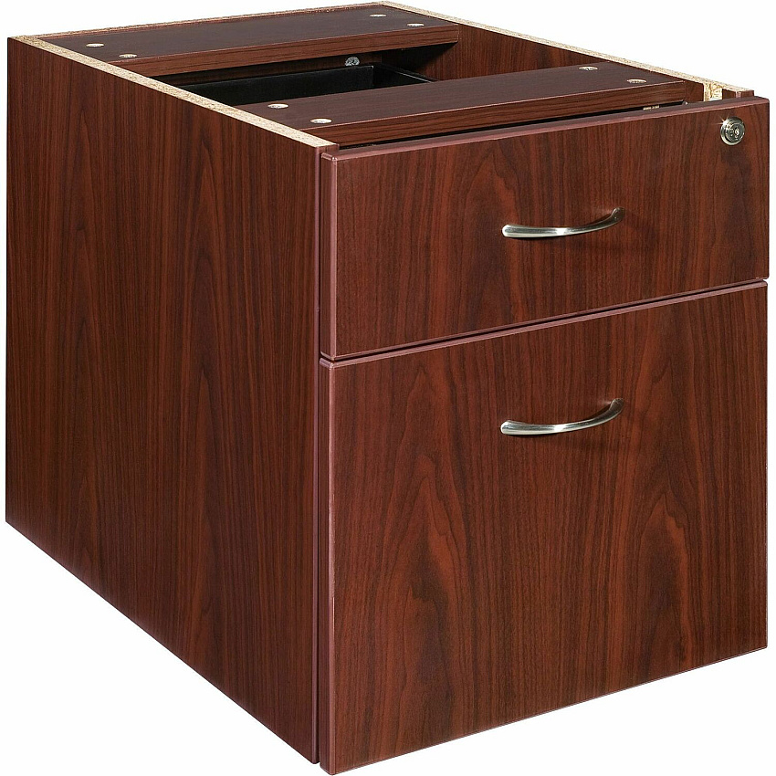 Lorell Essentials Series Box/File Hanging File Cabinet 18.9" Height x 15.5" Width x 21.9" Depth - 2 x Box, File Drawer(s) - Double Pedestal - Finish: Laminate, Mahogany - Ball-bearing Suspension, Lockable Drawer, Adjustable Feet (LLR69398)
