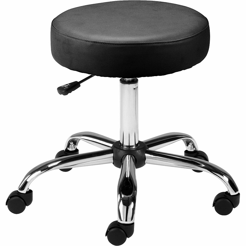 Lorell Backless Pneumatic-Lift Stool Vinyl Seat Material - 5-star Base - Black - 1 Each (LLR69513)