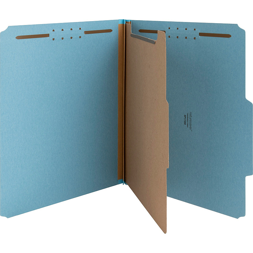 Nature Saver 1/3 Tab Cut Letter Recycled Classification Folder 8 1/2" x 11" - 2" for Folder - Top Tab Location - 1 Divider(s) - 25 pt. - Blue - 100% Recycled - 10 / Box (SP17200)