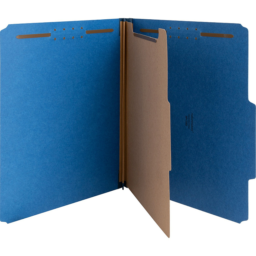 Nature Saver Letter Recycled Classification Folder 8 1/2" x 11" - 2" for Folder - Top Tab Location - 1 Divider(s) - 25 pt. - Blue - 100% Recycled - 10 / Box (SP17202)