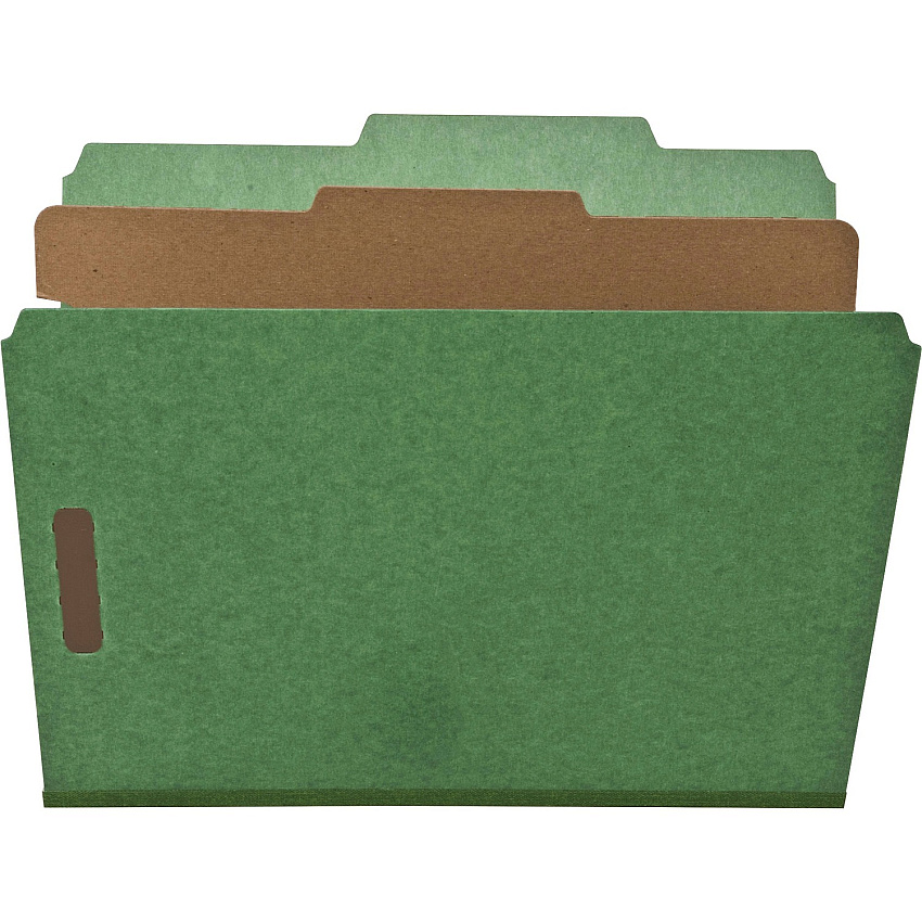 Nature Saver Letter Recycled Classification Folder 8 1/2" x 11" - 2" for Folder - Top Tab Location - 1 Divider(s) - 25 pt. - Green - 100% Recycled - 10 / Box (SP17203)