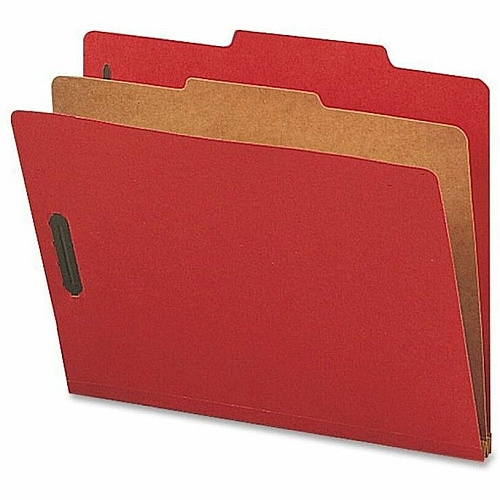 Nature Saver Letter Recycled Classification Folder 8 1/2" x 11" - 2" for Folder - 1 Divider(s) - 25 pt. - Bright Red - 100% Recycled - 10 / Box (SP17201)