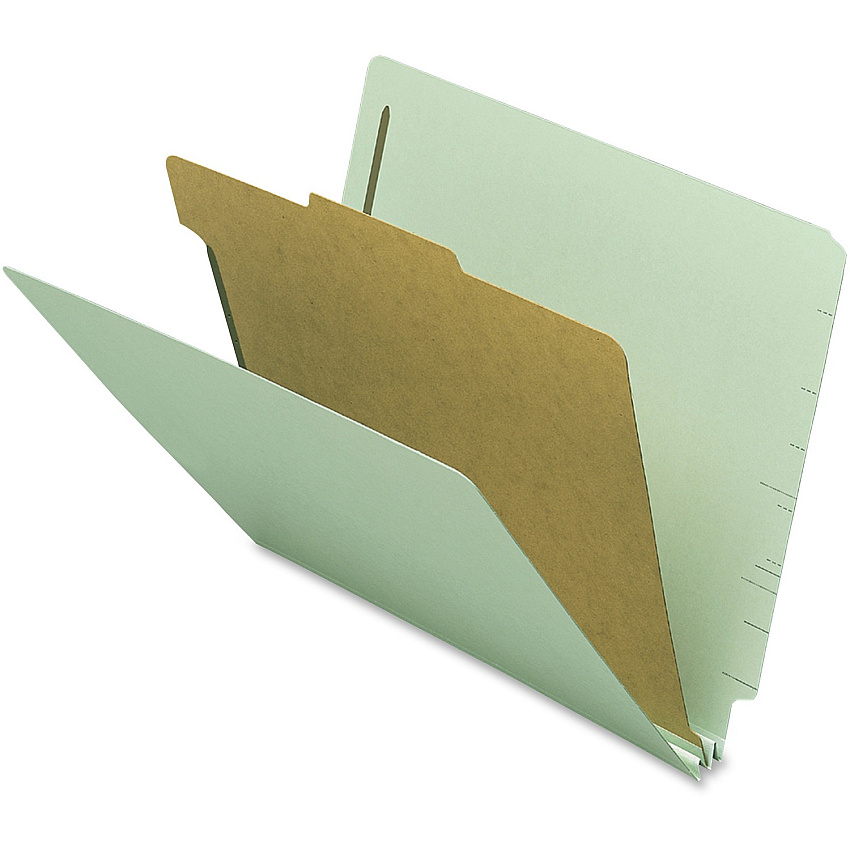Nature Saver Letter Recycled Classification Folder 8 1/2" x 11" - 2 Fastener(s) - 2" for Folder - 1 Divider(s) - 25 pt. - Gray/Green - 100% Recycled - 10 / Box (SP17251)