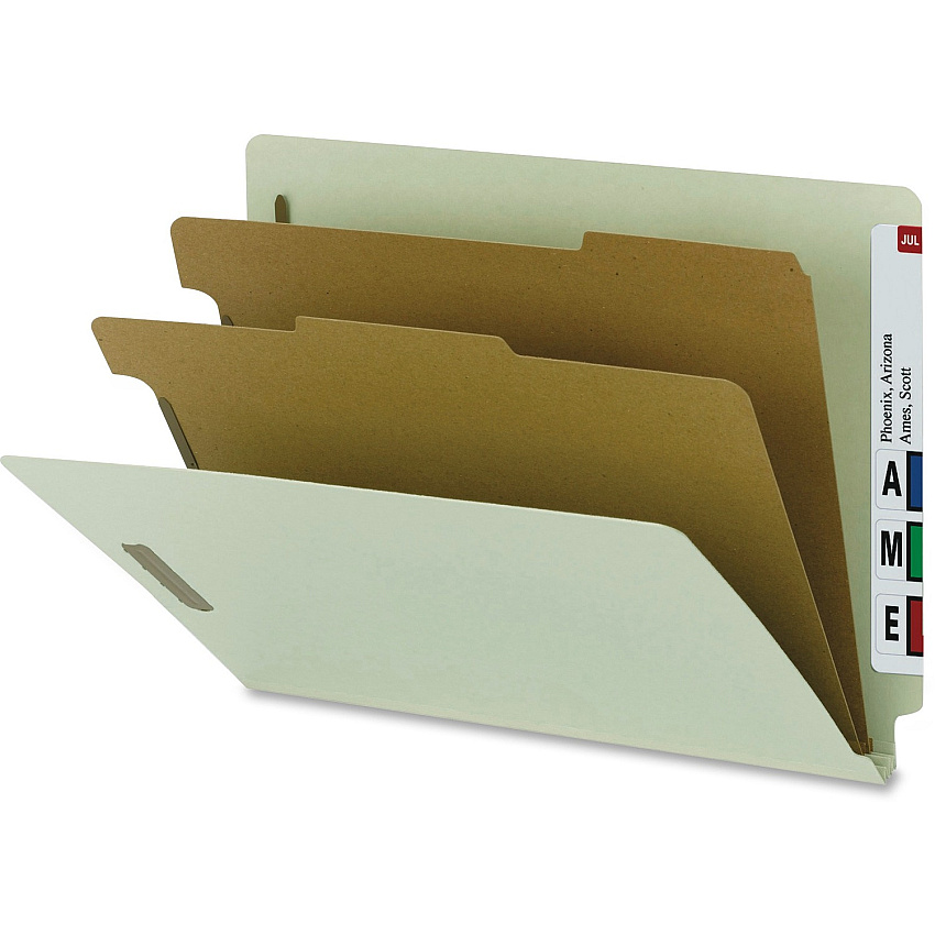 Nature Saver Letter Recycled Classification Folder 8 1/2" x 11" - 2 Fastener(s) - 2" for Folder - 2 Divider(s) - 25 pt. - Gray - 100% Recycled - 10 / Box (SP17252)
