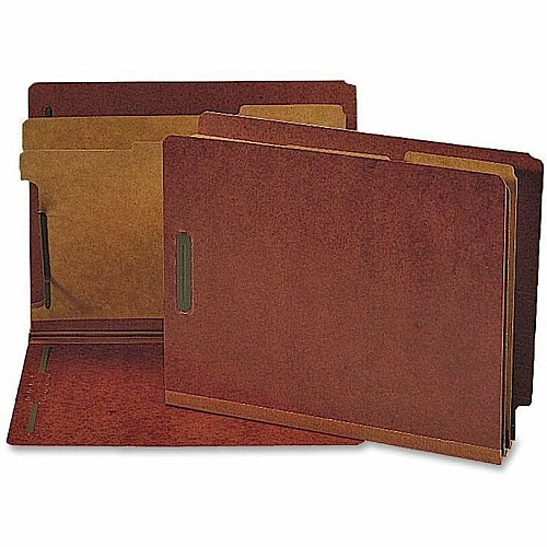 Nature Saver Letter Recycled Classification Folder 8 1/2" x 11" - 2 Fastener(s) - 2" for Folder - End Tab Location - 2 Divider(s) - 25 pt. - Red - 100% Recycled - 10 / Box (SP17258)