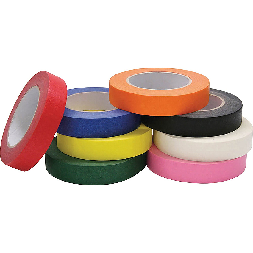 Creativity Street Masking Tape Assortment 60 yd Length x 1" Width - Assorted, Black, Blue, Green, Yellow, Orange, White, Pink - For Decorating, Color Coding - 8 / Set (4860)