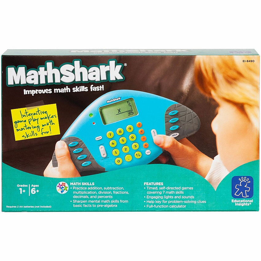 Learning Resources Handheld MathShark Game Theme/Subject: Learning - Skill Learning: Mathematics, Addition, Subtraction, Multiplication, Division, Fraction, Decimal, Percent, Motivation, Problem Solving - 6 Year & Up - Multi (8490)