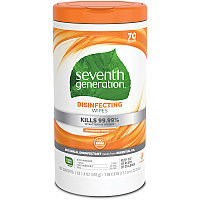 Seventh Generation Disinfecting Cleaner Lemongrass Citrus Scent - 8" Length x 7" Width - Deodorize - 70/Tub - 1 Each (22813)