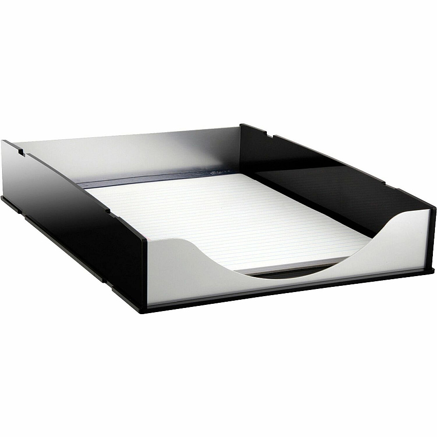 Kantek Front-loading Letter Tray 2.25" Height x 10.25" Width x 13.50" Depth - Desktop - Stackable - Black, Silver - Acrylic, Aluminum - 1 Each (BA310)