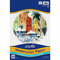 UCreate Watercolor Paper 12" x 18" - 90 lb Basis Weight - Vellum - Sustainable Forestry Initiative (SFI) - Acid-free - White - 50 / Pack (4927)