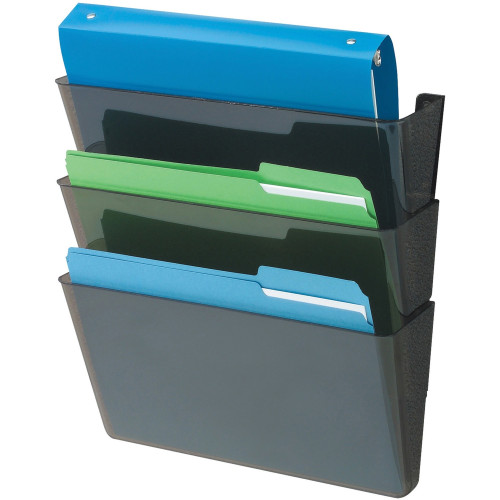 Deflecto Sustainable DocuPocket Letter Black-3 pocket 50% Recycled Content (93604)