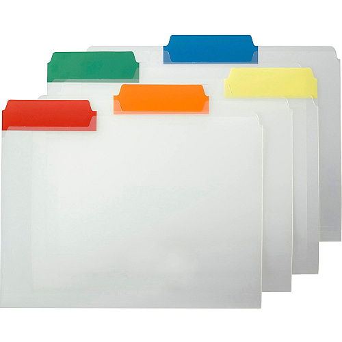 Smead 1/3 Tab Cut Letter Top Tab File Folder 8 1/2" x 11" - Top Tab Location - Assorted Tab Position - 1 Plys - Polypropylene - Clear, Blue, Red, Green, Yellow, Orange - 25 / Box (10530)