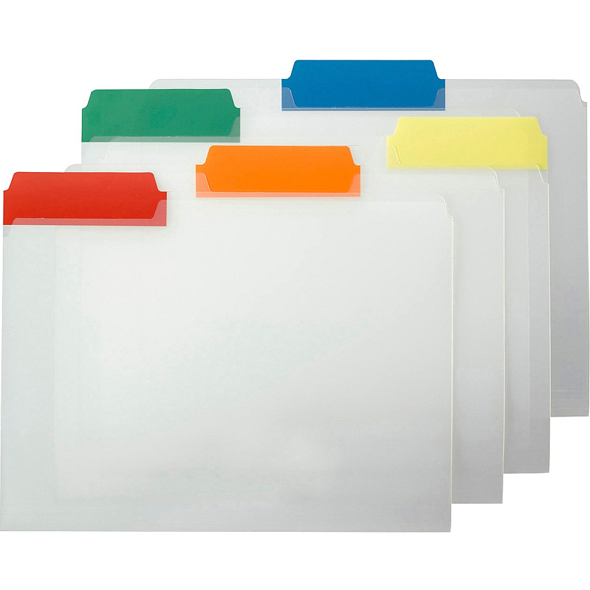 Smead 1/3 Tab Cut Letter Top Tab File Folder 8 1/2" x 11" - Top Tab Location - Assorted Tab Position - 1 Plys - Polypropylene - Clear, Blue, Red, Green, Yellow, Orange - 25 / Box (10530)
