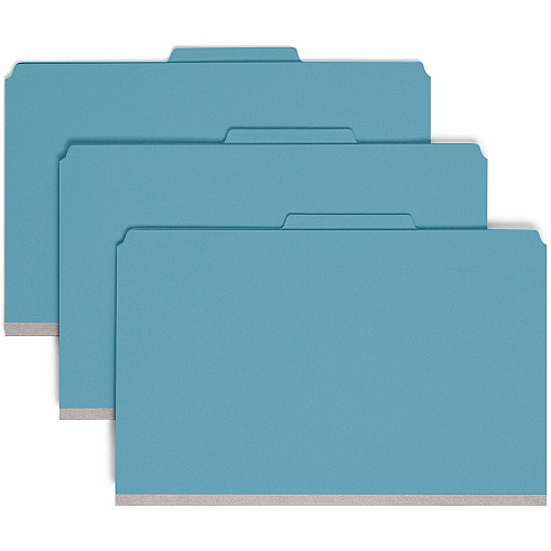 Smead Premium Pressboard Classification Folders with SafeSHIELD&reg; Coated Fastener Technology 8 1/2" x 14" - 2" Expansion - 2 x 2S Fastener(s) - 2" for Folder, 1" for Divider - Top Tab Location - Right of Center Tab Position - 2 Divider(s) - 25  (19204)