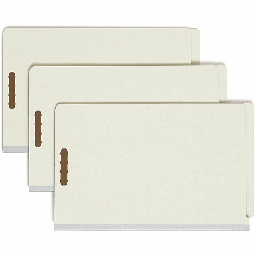 Smead Legal Recycled Classification Folder 8 1/2" x 14" - 2" Expansion - 6 x 2K Fastener(s) - End Tab Location - 2 Divider(s) - 25 pt. - Pressboard - Gray, Green - Tear Resistant - 100% Recycled - 10 / Box (29802)