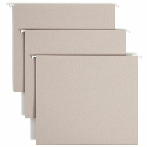 Smead TUFF 1/3 Tab Cut Letter Recycled Hanging Folder 8 1/2" x 11" - 2" Expansion - Top Tab Location - 14 pt. - Steel Gray - Tear Resistant - 10% Recycled - 18 / Box (64240)
