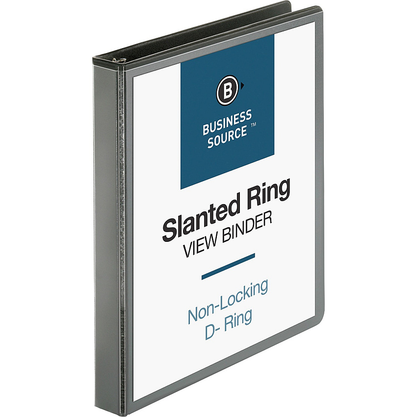 Business Source Basic D-Ring View Binders 1" Binder Capacity - Letter - 8 1/2" x 11" Sheet Size - Fastener(s): D-Ring - Polypropylene - Black - Clear Overlay - 1 Each (BSN28446)