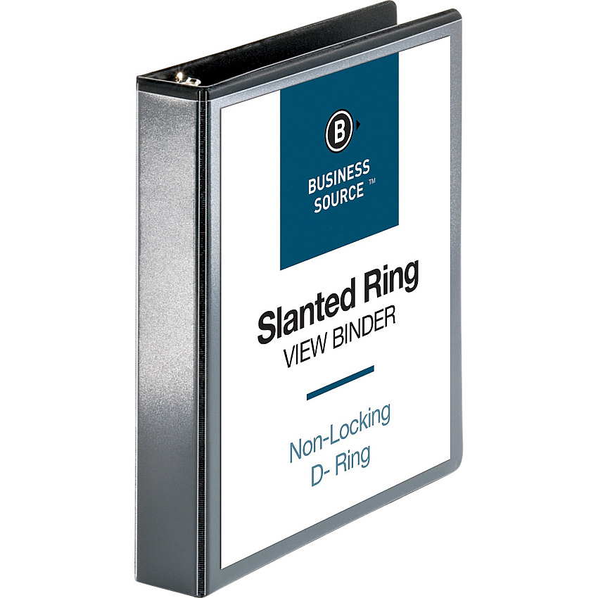Business Source Basic D-Ring View Binders 1 1/2" Binder Capacity - Letter - 8 1/2" x 11" Sheet Size - Fastener(s): D-Ring - Polypropylene - Black - Clear Overlay - 1 Each (BSN28447)
