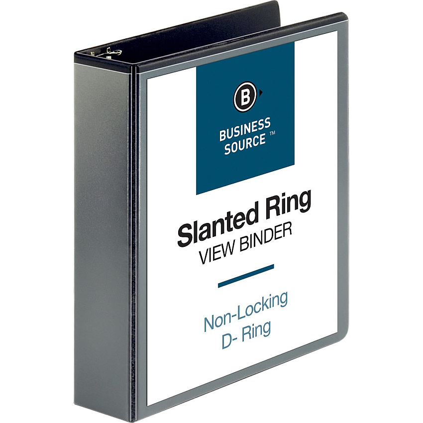 Business Source Basic D-Ring View Binders 2" Binder Capacity - Letter - 8 1/2" x 11" Sheet Size - Fastener(s): D-Ring - Polypropylene - Black - Clear Overlay - 1 Each (BSN28448)