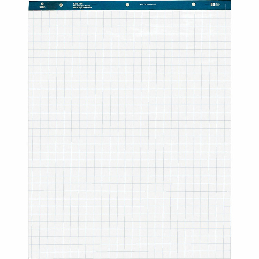 Business Source Quad Easel Pad 50 Sheets - 15 lb Basis Weight - 27" x 34" Sheet Size - White Paper - Perforated - 4 / Carton (BSN38589)