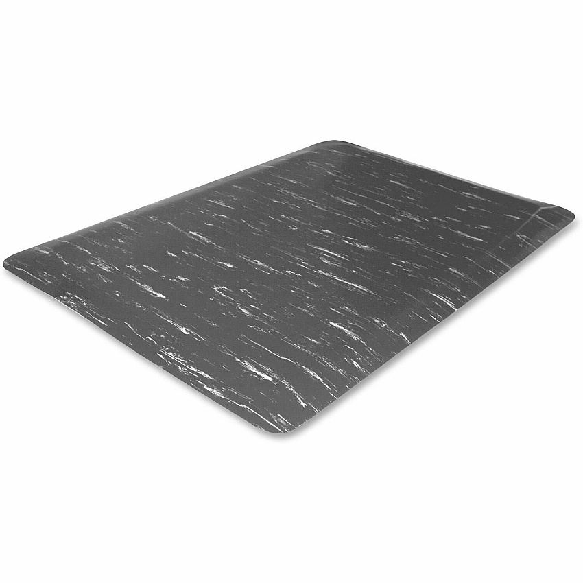 Genuine Joe Marble Top Anti-fatigue Floor Mats Office, Bank, Cashier's Station, Industry, Airport - 60" Length x 36" Width x 0.500" Thickness - Rectangular - High Density Foam (HDF) - Gray Marble - 1 Each (GJO58840)