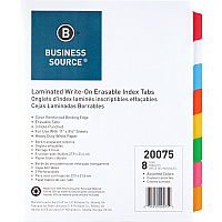 Business Source Laminated Write-On Tab Indexes 8 Write-on Tab(s) - 8 Tab(s)/Set - 11