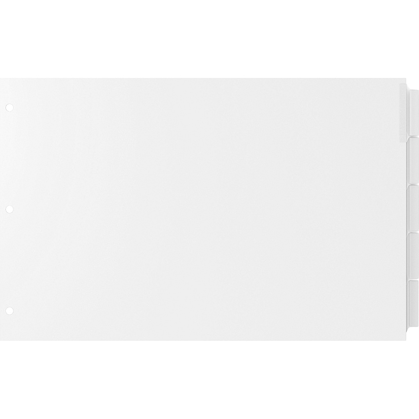 Stride EasyFit Insertable 5-Tab Index Dividers 5 x Divider(s) - 5 Tab(s)/Set - 11" Divider Width x 17" Divider Length - Ledger - 3 Hole Punched - White Divider - Clear Tab(s) - 30% Recycled - Reinforced Edges, Punched - 5 / Set (62200)
