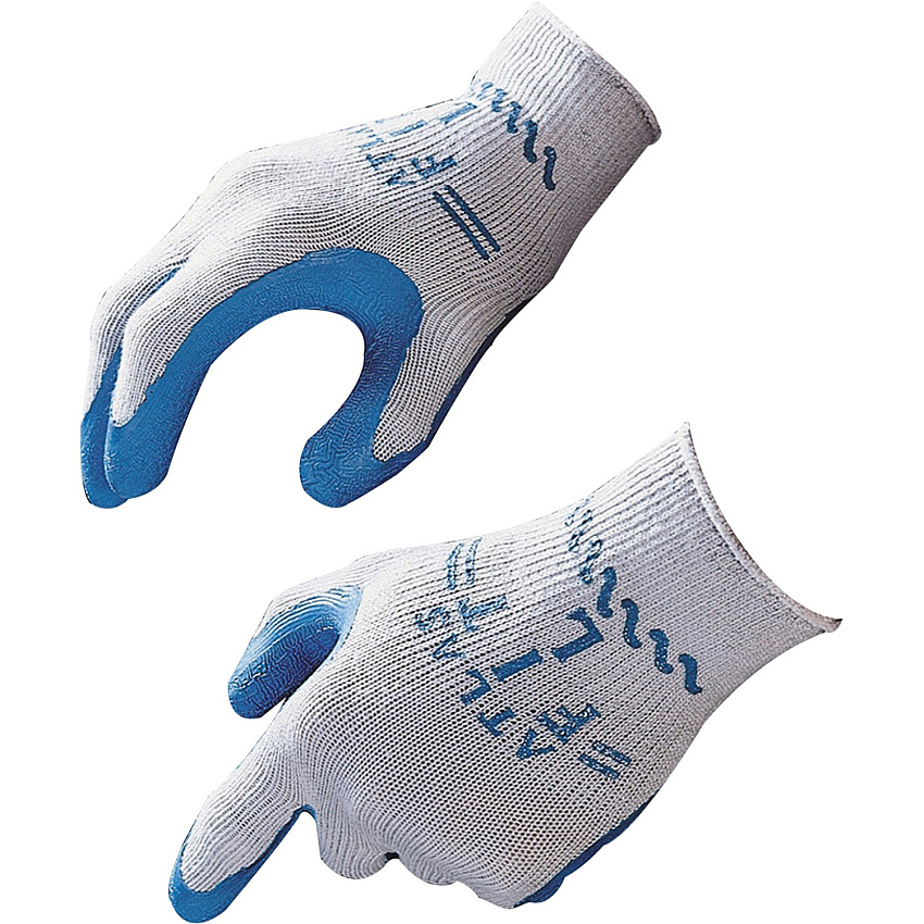 Showa Atlas Fit General Purpose Gloves Medium Size - Gray, Blue - Comfortable, Lightweight, Elastic Wrist, Durable, Debris Resistant - 2 / Pair (30008)
