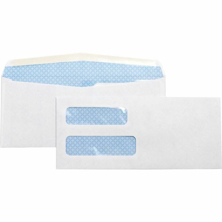 Business Source No. 10 Double-Window Invoice Envelopes Double Window - #10 - 9 1/2" Width x 4 1/8" Length - 24 lb - Gummed - White - Wove - 500 / Box (BSN36694)