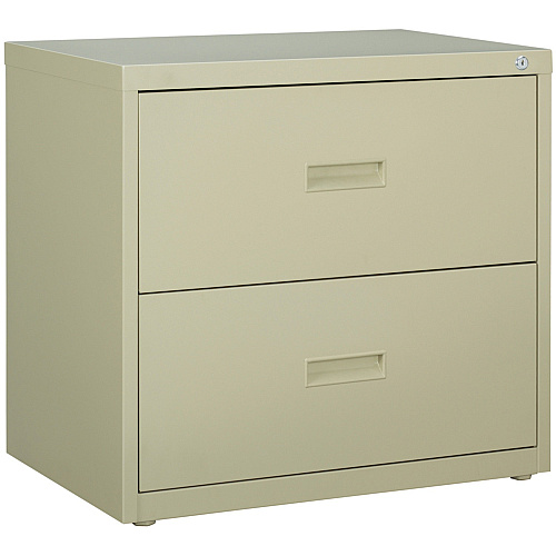 Lorell Value Lateral File - 2-Drawer 30" Width x 18.6" Depth x 28.1" Height - 2 x Drawer(s) for File - A4, Letter, Legal - Interlocking, Ball-bearing Suspension, Adjustable Glide, Locking Drawer - Putty - Steel - Recycled (LLR60556)