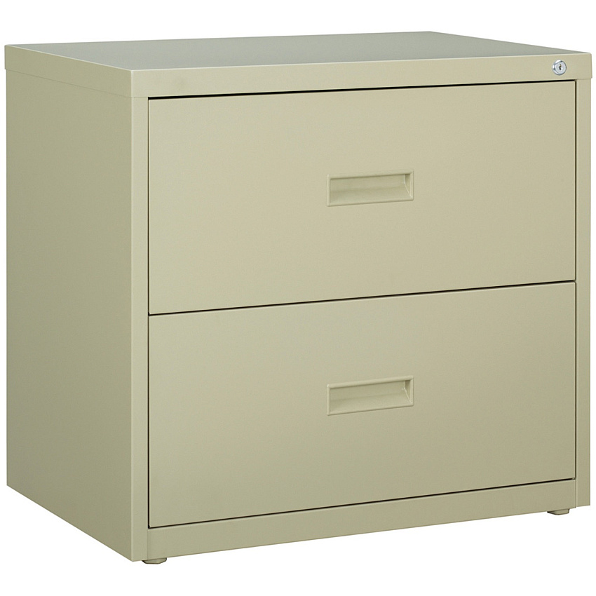 Lorell Value Lateral File - 2-Drawer 30" Width x 18.6" Depth x 28.1" Height - 2 x Drawer(s) for File - A4, Letter, Legal - Interlocking, Ball-bearing Suspension, Adjustable Glide, Locking Drawer - Putty - Steel - Recycled (LLR60556)