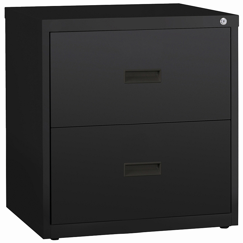 Lorell Value Lateral File - 2-Drawer 30" Width x 18.6" Depth x 28.1" Height - 2 x Drawer(s) for File - A4, Letter, Legal - Interlocking, Ball-bearing Suspension, Adjustable Glide, Locking Drawer - Black - Steel - Recycled (LLR60557)