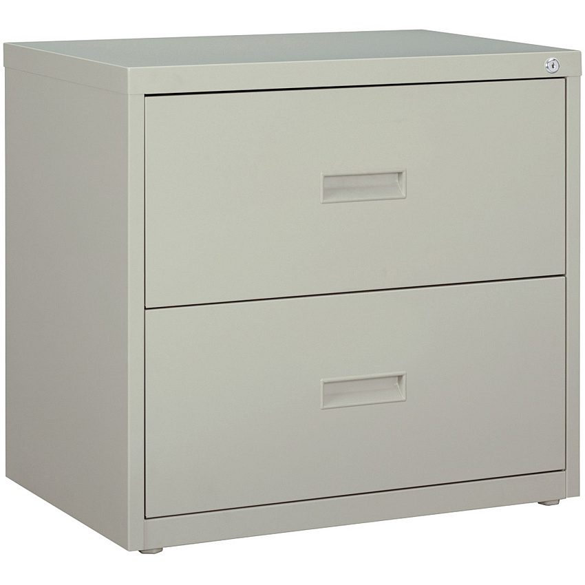 Lorell Value Lateral File - 2-Drawer 30" Width x 18.6" Depth x 28.1" Height - 2 x Drawer(s) for File - A4, Letter, Legal - Interlocking, Ball-bearing Suspension, Adjustable Glide - Light Gray - Steel - Recycled (LLR60558)
