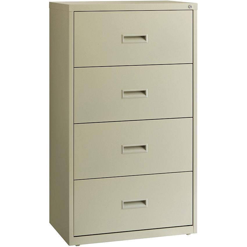 Lorell Value Lateral File - 4-Drawer 30" Width x 18.6" Depth x 52.5" Height - 4 x Drawer(s) for File - A4, Legal, Letter - Interlocking, Adjustable Glide, Ball-bearing Suspension, Label Holder - Putty - Steel - Recycled (LLR60559)